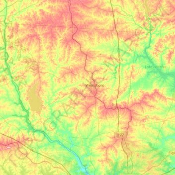 Mappa topografica Fairfield County, altitudine, rilievo