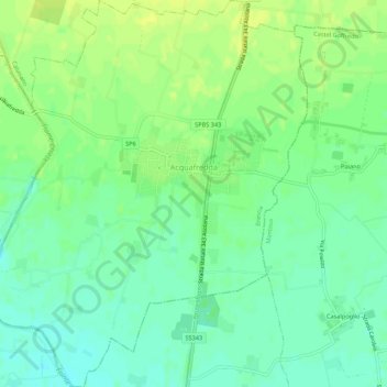 Mappa topografica Acquafredda, altitudine, rilievo