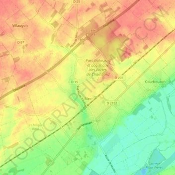 Mappa topografica Mer, altitudine, rilievo