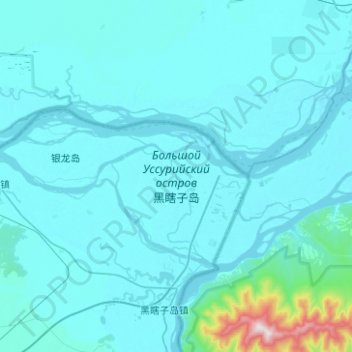 Mappa topografica 黑瞎子岛, altitudine, rilievo