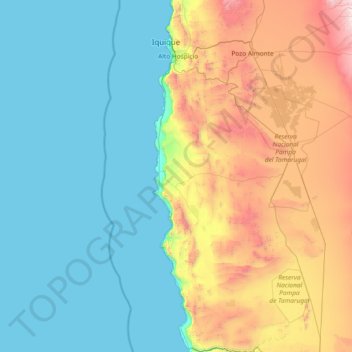 Mappa topografica Provincia de Iquique, altitudine, rilievo