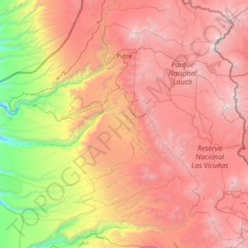 Mappa topografica Putre, altitudine, rilievo
