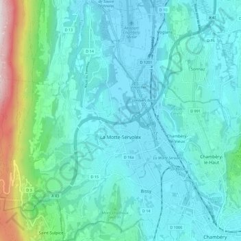 Mappa topografica La Motte-Servolex, altitudine, rilievo
