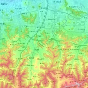 Mappa topografica 港沟街道, altitudine, rilievo