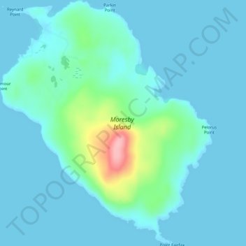 Mappa topografica Moresby Island, altitudine, rilievo