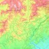Mappa topografica Rabun County, altitudine, rilievo