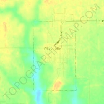 Mappa topografica Wilsonville, altitudine, rilievo