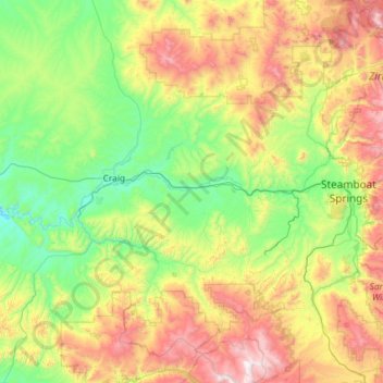 Mappa topografica Yampa River State Park, altitudine, rilievo