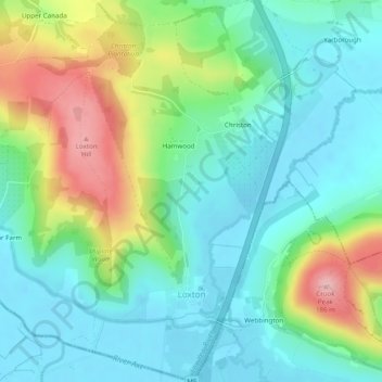 Mappa topografica Loxton, altitudine, rilievo