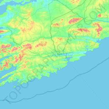 Mappa topografica County Cork, altitudine, rilievo