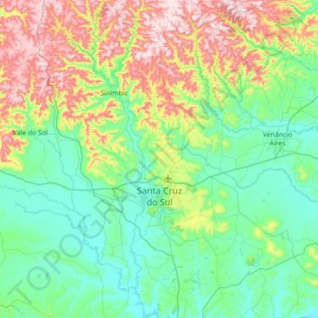 Mappa topografica Santa Cruz do Sul, altitudine, rilievo