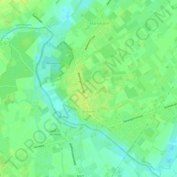 Mappa topografica Wakken, altitudine, rilievo