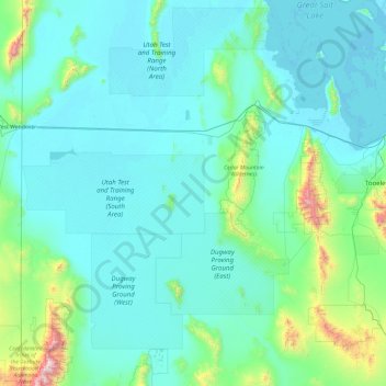 Mappa topografica Tooele County, altitudine, rilievo