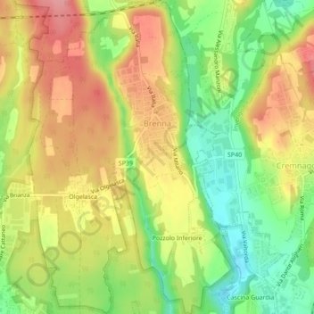 Mappa topografica Brenna, altitudine, rilievo