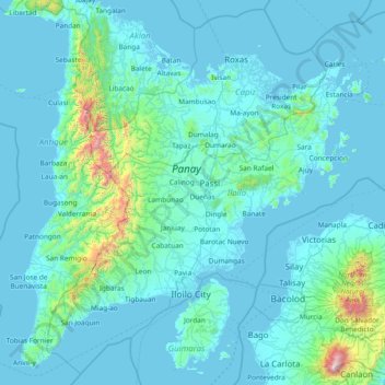 Mappa topografica Iloilo, altitudine, rilievo