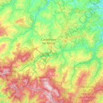 Mappa topografica Appennino Reggiano, altitudine, rilievo