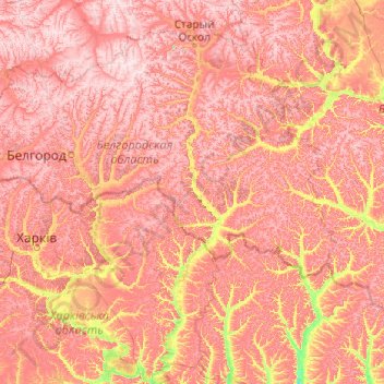 Mappa topografica Оскол, altitudine, rilievo