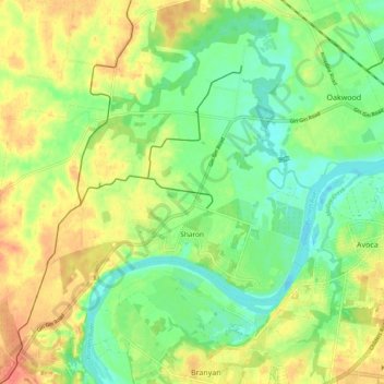 Mappa topografica Sharon, altitudine, rilievo