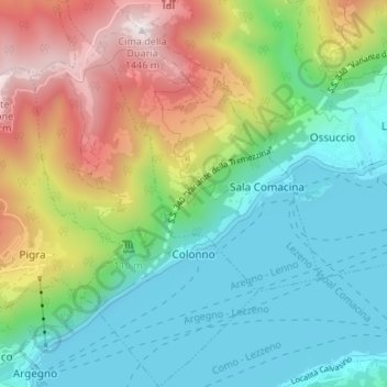 Mappa topografica Colonno, altitudine, rilievo