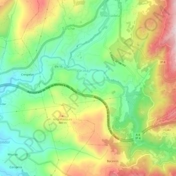 Mappa topografica Várzea, altitudine, rilievo