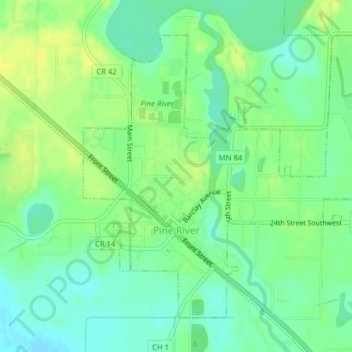Mappa topografica Pine River, altitudine, rilievo