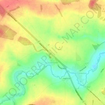 Mappa topografica Tickencote, altitudine, rilievo