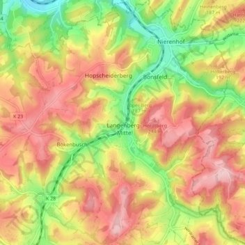 Mappa topografica 42555, altitudine, rilievo