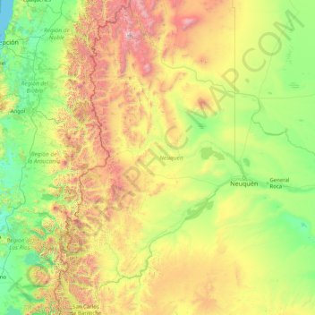 Mappa topografica Neuquén, altitudine, rilievo