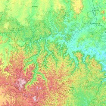 Mappa topografica Muswellbrook Shire Council, altitudine, rilievo