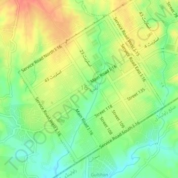 Mappa topografica I-16, altitudine, rilievo