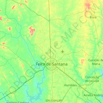 Mappa topografica Feira de Santana, altitudine, rilievo