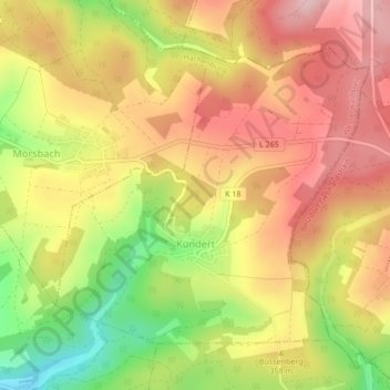 Mappa topografica Kundert, altitudine, rilievo