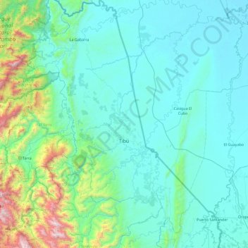 Mappa topografica Tibú, altitudine, rilievo