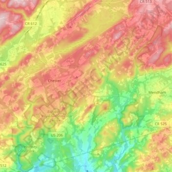 Mappa topografica Chester Township, altitudine, rilievo