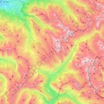 Mappa topografica Saint-Paul-sur-Ubaye, altitudine, rilievo