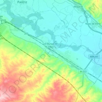 Mappa topografica El Burgo de Ebro, altitudine, rilievo