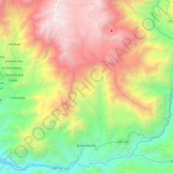 Mappa topografica Quinistaquillas, altitudine, rilievo