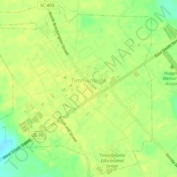 Mappa topografica Timmonsville, altitudine, rilievo