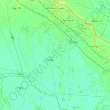 Mappa topografica Villa Bartolomea, altitudine, rilievo