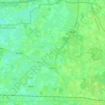 Mappa topografica Laren, altitudine, rilievo