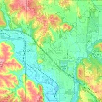 Mappa topografica Harrison Township, altitudine, rilievo