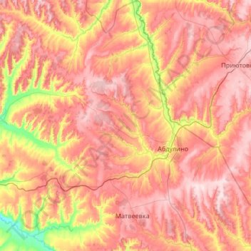 Mappa topografica Абдулинский городской округ, altitudine, rilievo