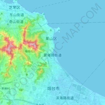 Mappa topografica 黄海路街道, altitudine, rilievo