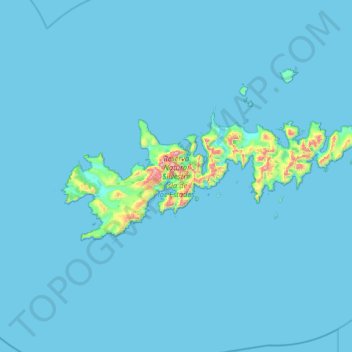 Mappa topografica Isla de los Estados, altitudine, rilievo