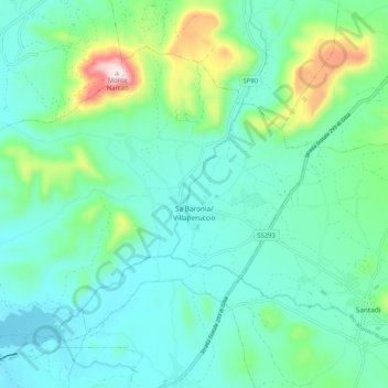 Mappa topografica Villaperuccio, altitudine, rilievo