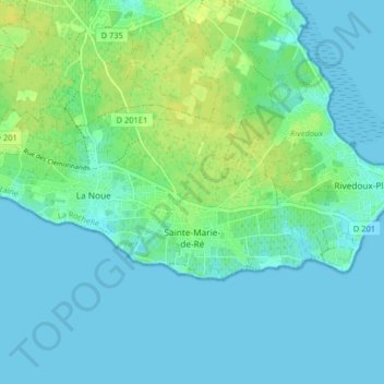 Mappa topografica Sainte-Marie-de-Ré, altitudine, rilievo