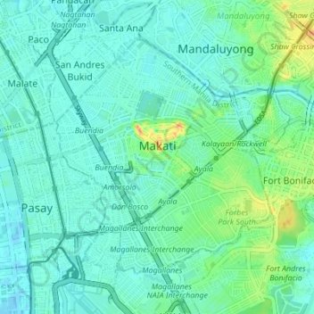 Mappa topografica Makati, altitudine, rilievo