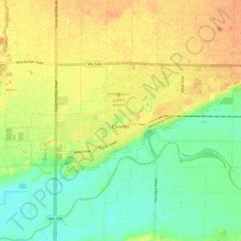 Mappa topografica Lynden, altitudine, rilievo