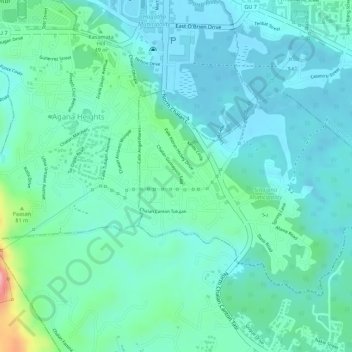 Mappa topografica Sinajana, altitudine, rilievo