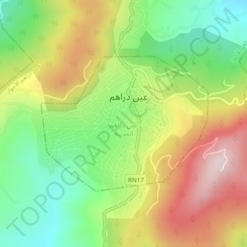 Mappa topografica Ain Draham, altitudine, rilievo
